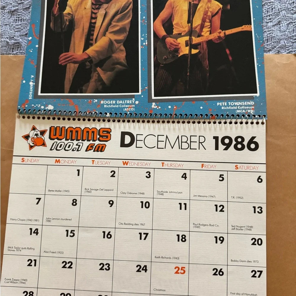 MMS Design Studio 1986 Calendar - Bold Red and Yellow